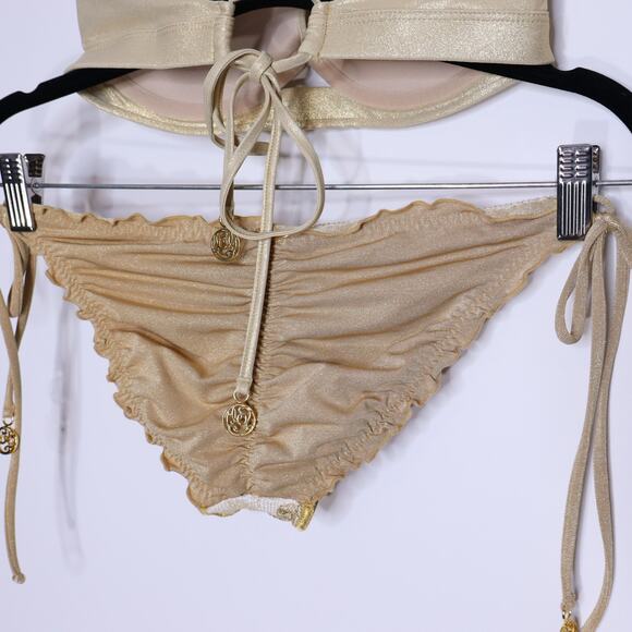 LULI FAMA Molded Underwire Top & Wavy Ruched Back Bikini Two Piece Women's S - Picture 7 of 12